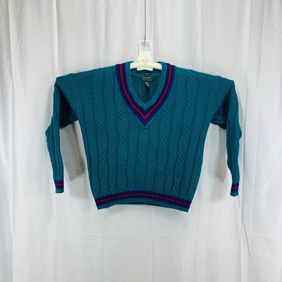 Vintage 80’s Colours Knit V Neck Sweater - Men’s L